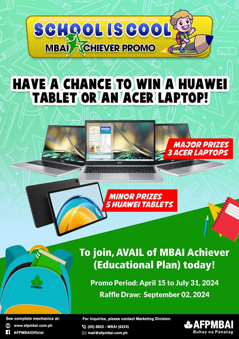 School is Cool MBAI Achiever Back-to-School Raffle Promo - AFPMBAI