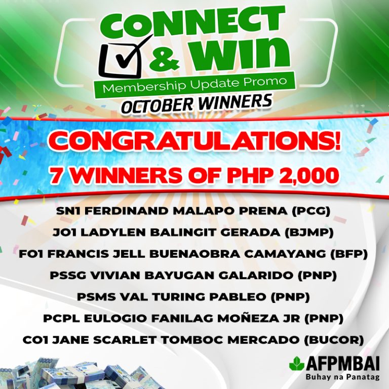 Connect and Win Membership Update Promo October 2025 Winners - AFPMBAI